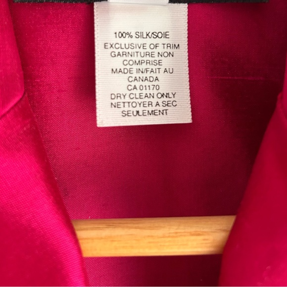 Vibrant Pink Long Sleeve Notched Collar Blouse - Picture 5 of 6